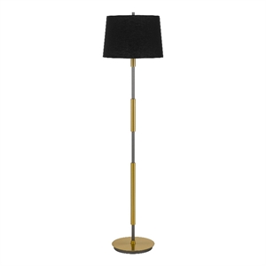 Siu 60 Inch Floor Lamp- Gold Metal Pole w Finial Tip- Black Shade