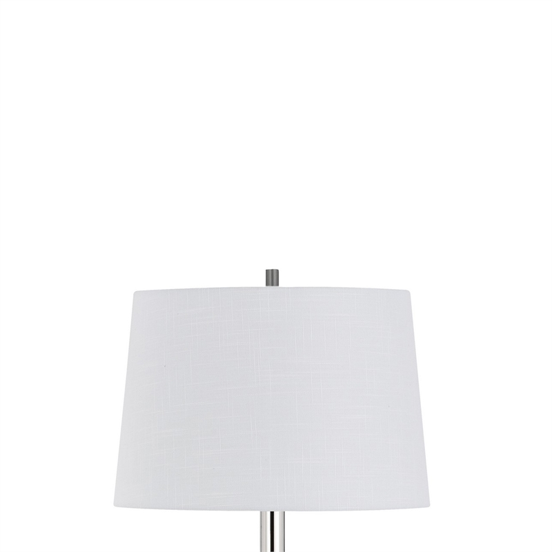 Siu 60 Inch Floor Lamp- Chrome Metal Pole w Finial Tip- White Shade