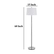 Siu 60 Inch Floor Lamp- Chrome Metal Pole w Finial Tip- White Shade