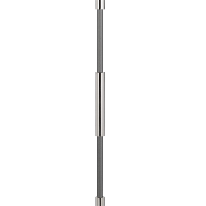 Siu 60 Inch Floor Lamp- Chrome Metal Pole w Finial Tip- White Shade