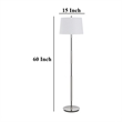 Siu 60 Inch Floor Lamp- Chrome Metal Pole w Finial Tip- White Shade