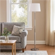 Siu 60 Inch Floor Lamp- Chrome Metal Pole w Finial Tip- White Shade