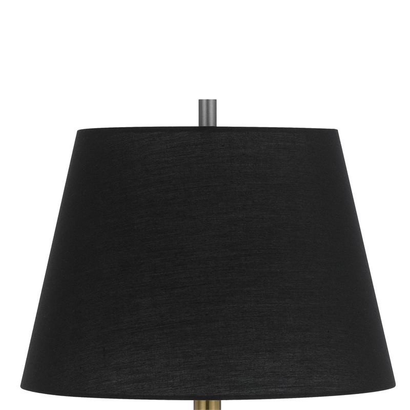 Siu 30 Inch Table Lamp- Gold Metal Thin Pole w Finial- Black Shade
