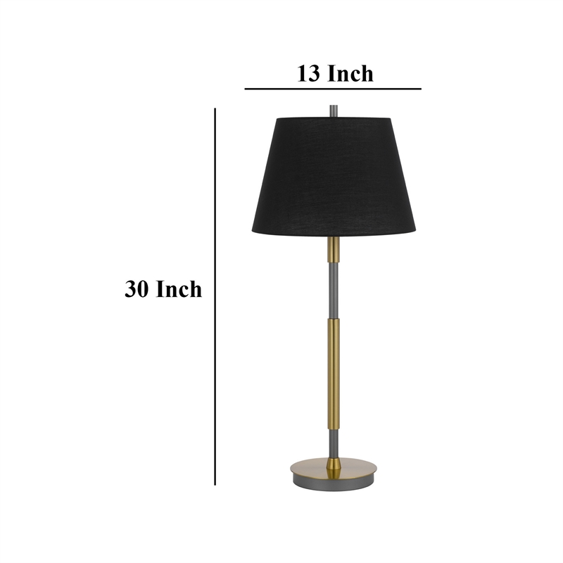 Siu 30 Inch Table Lamp- Gold Metal Thin Pole w Finial- Black Shade
