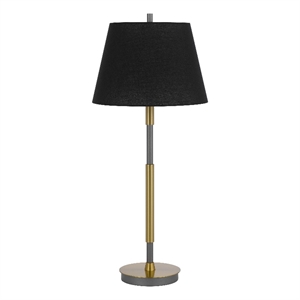 Siu 30 Inch Table Lamp- Gold Metal Thin Pole w Finial- Black Shade
