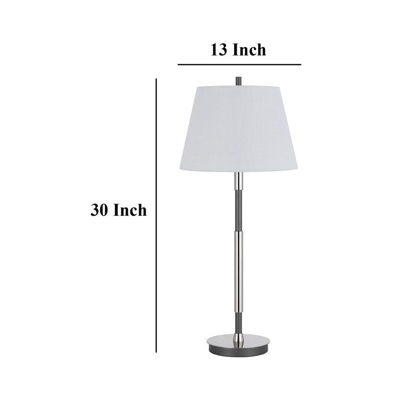 Siu 30 Inch Table Lamp- Chrome Metal Thin Pole w Finial- White Shade