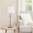 Siu 30 Inch Table Lamp- Chrome Metal Thin Pole w Finial- White Shade