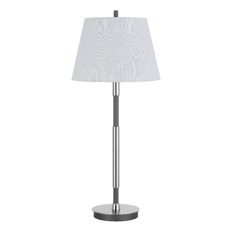 Siu 30 Inch Table Lamp- Chrome Metal Thin Pole w Finial- White Shade