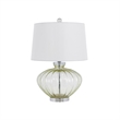 23 Inch Table Lamp Set of 2- Round Crystal Base- White Fabric Shade