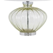23 Inch Table Lamp Set of 2- Round Crystal Base- White Fabric Shade