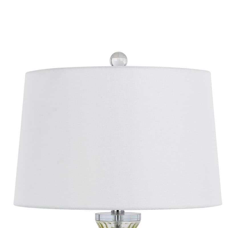 23 Inch Table Lamp Set of 2- Round Crystal Base- White Fabric Shade