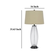 Leno 32 Inch Table Lamp- Leaf Pattern Clear Glass Base- Beige Shade