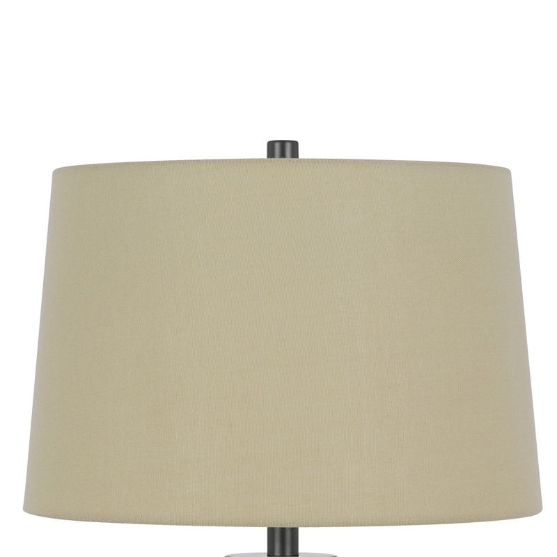 Leno 32 Inch Table Lamp- Leaf Pattern Clear Glass Base- Beige Shade