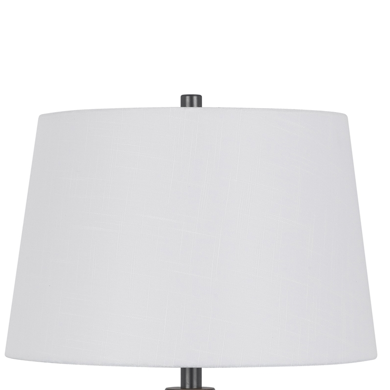 Hay 33 Inch Table Lamp- Diamond Pattern Glass Base- White Fabric Shade