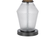 Hay 33 Inch Table Lamp- Diamond Pattern Glass Base- White Fabric Shade