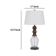 Hay 33 Inch Table Lamp- Diamond Pattern Glass Base- White Fabric Shade