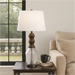 Hay 33 Inch Table Lamp- Diamond Pattern Glass Base- White Fabric Shade