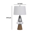 Leya 30 Inch Table Lamp- Lantern Style Glass Base- White Fabric Shade