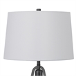 Leya 30 Inch Table Lamp- Lantern Style Glass Base- White Fabric Shade