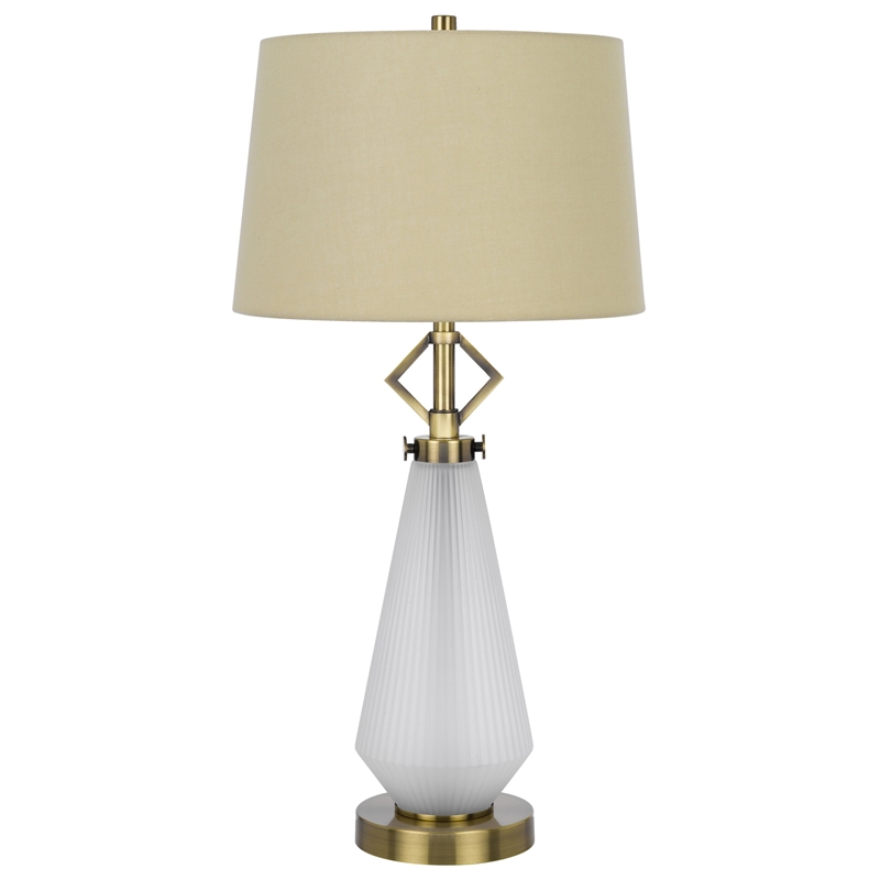 Rizo 32 Inch Table Lamp- Tapered Style Frosted Glass Base- Beige Shade