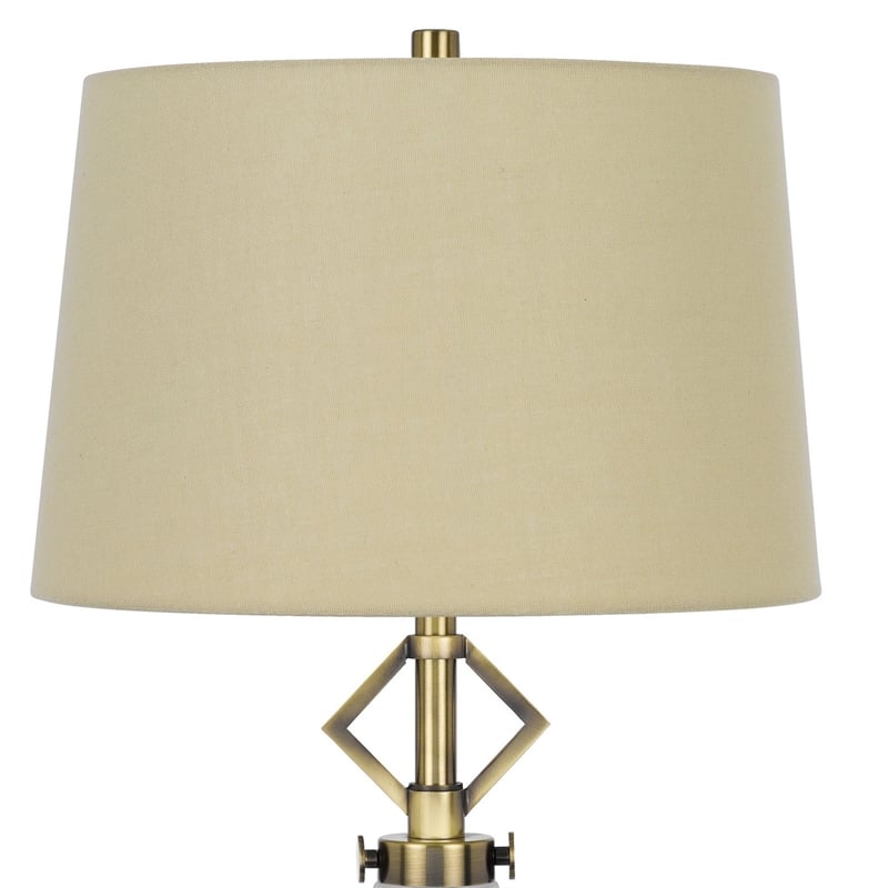 Rizo 32 Inch Table Lamp- Tapered Style Frosted Glass Base- Beige Shade