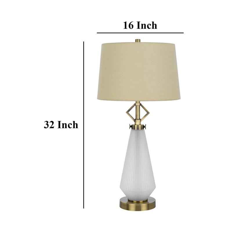 Rizo 32 Inch Table Lamp- Tapered Style Frosted Glass Base- Beige Shade