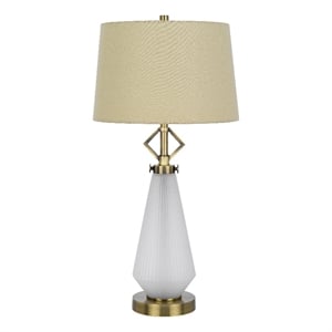 Rizo 32 Inch Table Lamp- Tapered Style Frosted Glass Base- Beige Shade