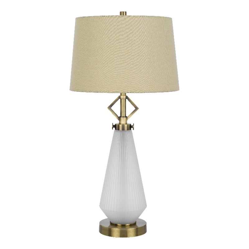 Rizo 32 Inch Table Lamp- Tapered Style Frosted Glass Base- Beige Shade