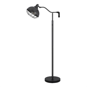 Loga 56 Inch Floor Lamp with Adjustable Cage Style Shade- Black Iron