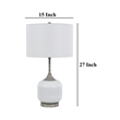 Myra Table Lamp Set of 2- Fluted Accent Glass Base- White Fabric Shade
