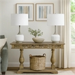 Myra Table Lamp Set of 2- Fluted Accent Glass Base- White Fabric Shade