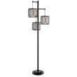 Lany 73 Inch Floor Lamp- 3 Hanging Lantern Style Shades- Black Iron