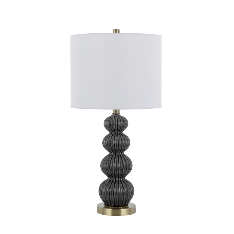 Lomy 26 Inch Table Lamp Set of 2- Stacked Ball Gray Black- White Shade
