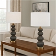 Lomy 26 Inch Table Lamp Set of 2- Stacked Ball Gray Black- White Shade