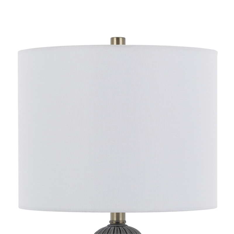 Lomy 26 Inch Table Lamp Set of 2- Stacked Ball Gray Black- White Shade