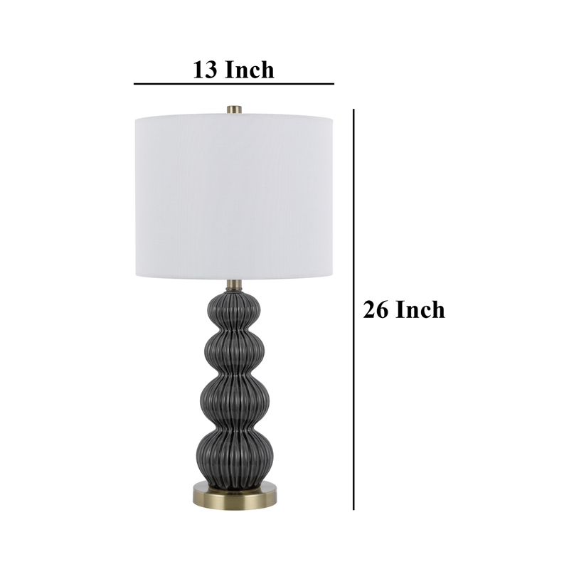 Lomy 26 Inch Table Lamp Set of 2- Stacked Ball Gray Black- White Shade