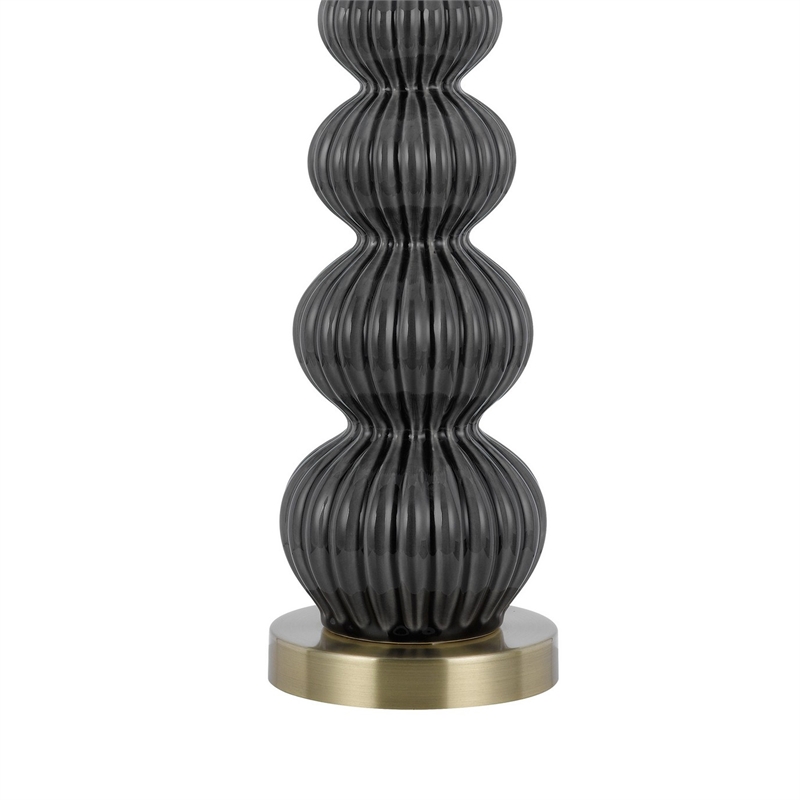 Lomy 26 Inch Table Lamp Set of 2- Stacked Ball Gray Black- White Shade