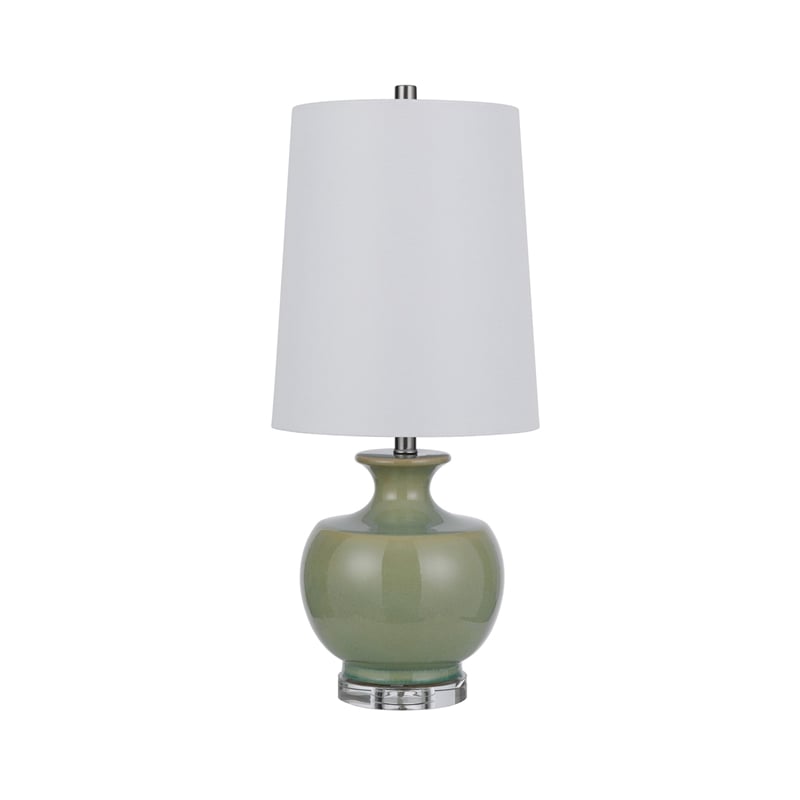 Kela 28 Inch Table Lamp Set of 2- Green Ceramic Pot Base- White Shade