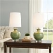 Kela 28 Inch Table Lamp Set of 2- Green Ceramic Pot Base- White Shade