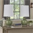 Kela 28 Inch Table Lamp Set of 2- Green Ceramic Pot Base- White Shade