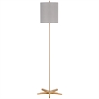 Plue 62 Inch Floor Lamp- Brown Pole w Star Wood Base- White Shade