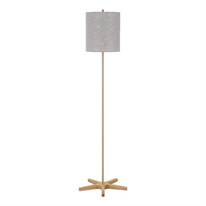 Plue 62 Inch Floor Lamp- Brown Pole w Star Wood Base- White Shade