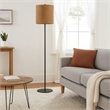Plue 63 Inch Floor Lamp- Black Pole w Round Base- Cork Drum Shade
