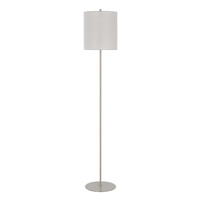 Plue 63 Inch Floor Lamp- Chrome Pole Round Base- Off White Drum Shade