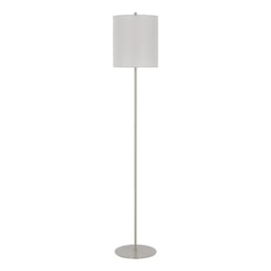 Plue 63 Inch Floor Lamp- Chrome Pole Round Base- Off White Drum Shade