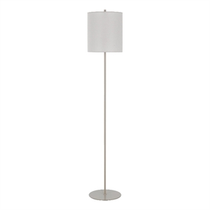 Plue 63 Inch Floor Lamp- Chrome Pole Round Base- Off White Drum Shade