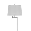 Tomi 63 Inch Floor Lamp- Double Swing Arm- Brushed Steel- White Shade