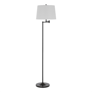 Tomi 63 Inch Floor Lamp- Double Swing Arm- Bronze Metal- White Shade