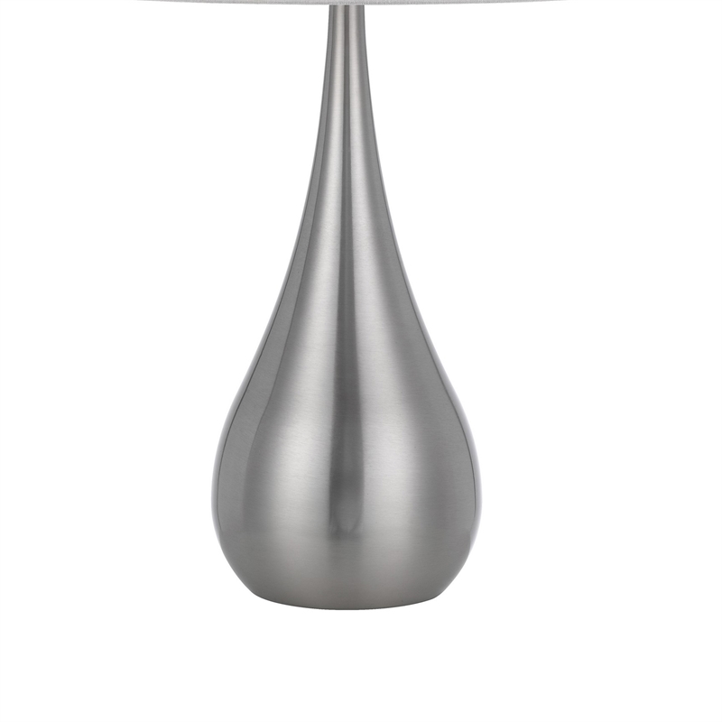 Ege Table Lamp Set of 2- Teardrop Brushed Steel Base- White Shade
