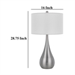 Ege Table Lamp Set of 2- Teardrop Brushed Steel Base- White Shade